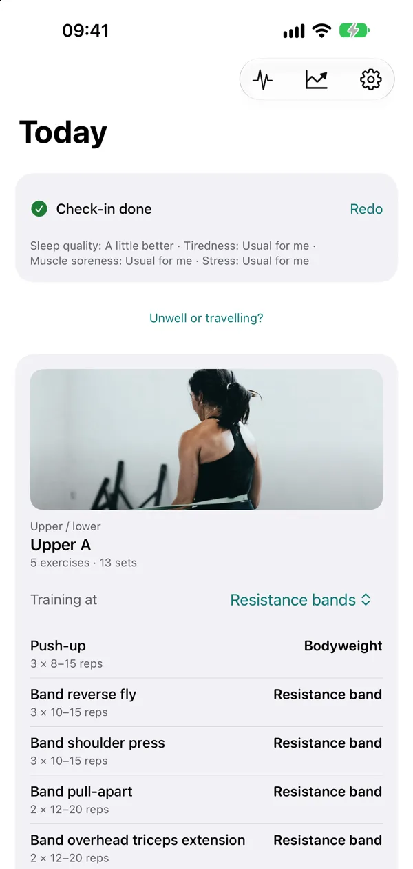 Today's training card set to resistance bands