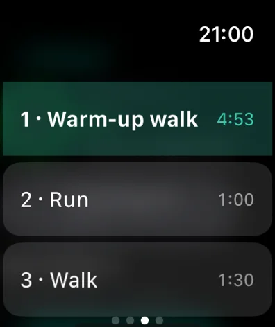 Apple Watch: a run's intervals